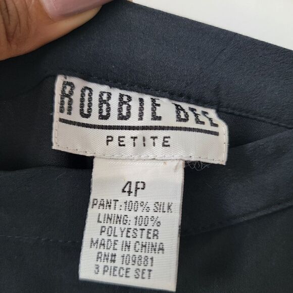 VINTAGE ROBBIE BEE 100% Silk 3 Pieces Set Pants Size 4 Petite - Picture 3 of 13
